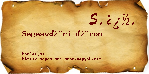 Segesvári Áron névjegykártya